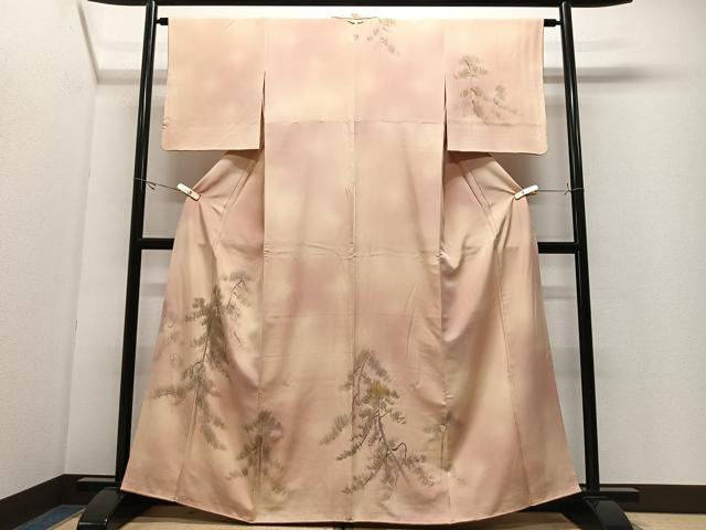 平和屋着物■訪問着　手描き　樹林文　暈し染め　金彩　正絹　逸品　CABK0311ua