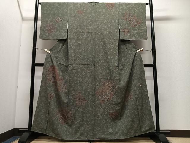 平和屋着物■訪問着　作家物　花唐草文　正絹　逸品　CABK0312ua