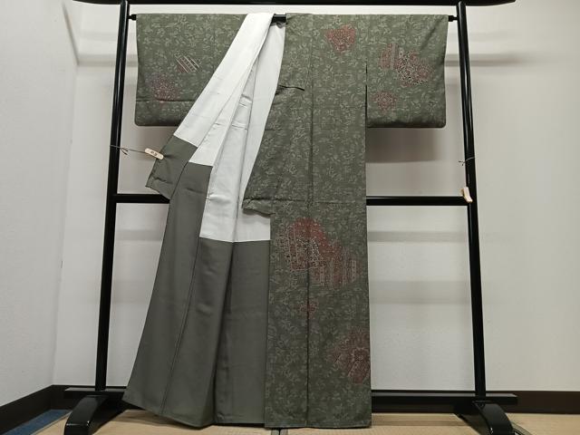 平和屋着物■訪問着　作家物　花唐草文　正絹　逸品　CABK0312ua