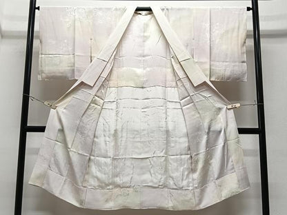 平和屋着物■長襦袢　袷　地紙花地紋　暈し染め　反端付き　正絹　逸品　CABK0313ua