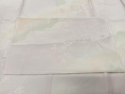 平和屋着物■長襦袢　袷　地紙花地紋　暈し染め　反端付き　正絹　逸品　CABK0313ua