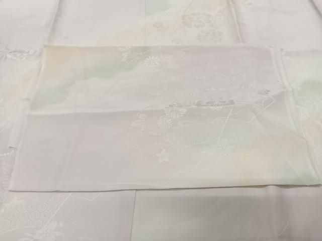 平和屋着物■長襦袢　袷　地紙花地紋　暈し染め　反端付き　正絹　逸品　CABK0313ua