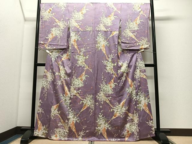 平和屋着物■上質な小紋　草花文　金彩　正絹　逸品　CABK0314ua
