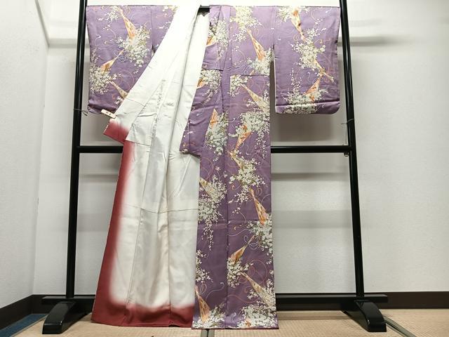 平和屋着物■上質な小紋　草花文　金彩　正絹　逸品　CABK0314ua