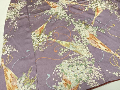 平和屋着物■上質な小紋　草花文　金彩　正絹　逸品　CABK0314ua