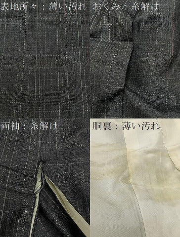 平和屋着物■本場縞大島紬　格子　正絹　逸品　CABK0315ua