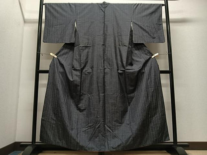平和屋着物■本場縞大島紬　格子　正絹　逸品　CABK0315ua