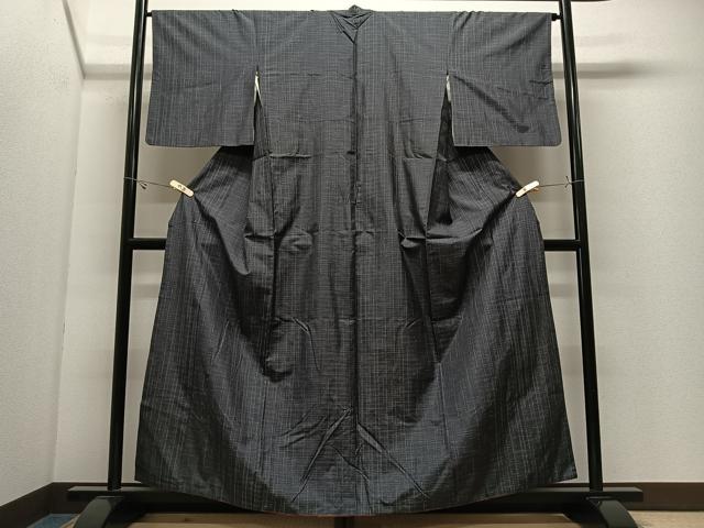 平和屋着物■本場縞大島紬　格子　正絹　逸品　CABK0315ua