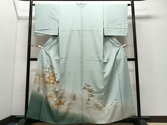 平和屋着物■訪問着　草花風景文　暈し染め　金彩　正絹　逸品　CABK0317ua