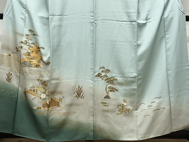 平和屋着物■訪問着　草花風景文　暈し染め　金彩　正絹　逸品　CABK0317ua