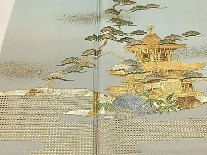 平和屋着物■訪問着　草花風景文　暈し染め　金彩　正絹　逸品　CABK0317ua