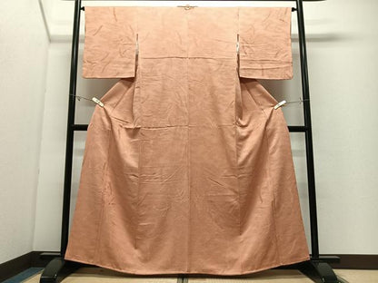 平和屋着物■上質な色無地　流水地紋　洒落柿色　正絹　逸品　CABK0320ua