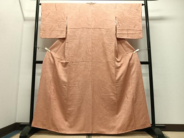 平和屋着物■上質な色無地　流水地紋　洒落柿色　正絹　逸品　CABK0320ua