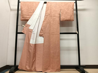 平和屋着物■上質な色無地　流水地紋　洒落柿色　正絹　逸品　CABK0320ua