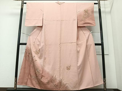 平和屋着物■中国三大刺繍　スワトウ刺繍　訪問着　駒刺繍　流水雪輪草花文　暈し染め　金糸　正絹　逸品　未使用　CABK0326ua