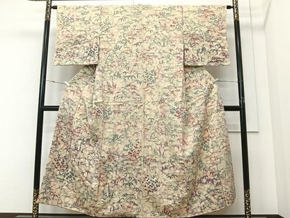 平和屋着物■訪問着　流水草葉文　正絹　逸品　CABK0327ua
