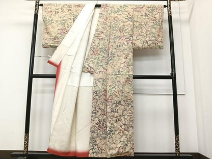 平和屋着物■訪問着　流水草葉文　正絹　逸品　CABK0327ua