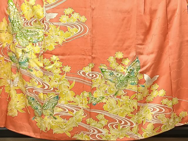 平和屋着物■豪華振袖　駒刺繍　流水花蝶文　銀彩　正絹　逸品　CABK0330ua
