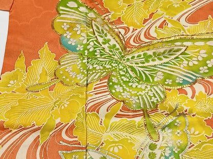 平和屋着物■豪華振袖　駒刺繍　流水花蝶文　銀彩　正絹　逸品　CABK0330ua
