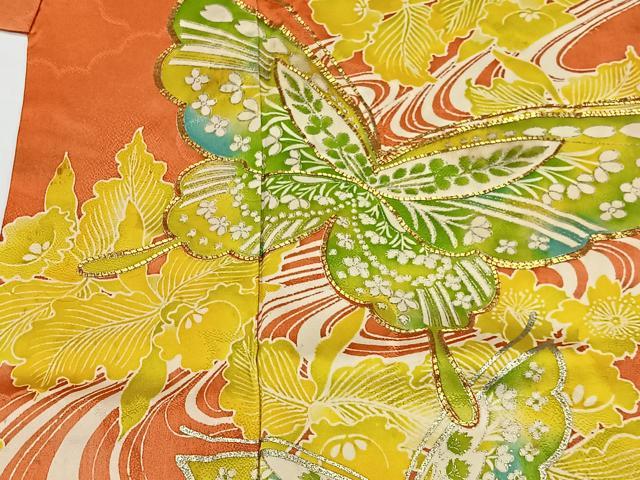 平和屋着物■豪華振袖　駒刺繍　流水花蝶文　銀彩　正絹　逸品　CABK0330ua