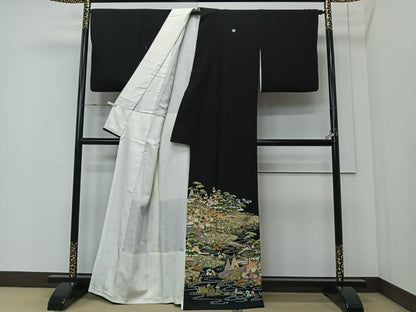 平和屋着物■豪華黒留袖　作家物　風景文　暈し染め　金彩　正絹　逸品　CABK0331ua