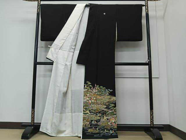 平和屋着物■豪華黒留袖　作家物　風景文　暈し染め　金彩　正絹　逸品　CABK0331ua