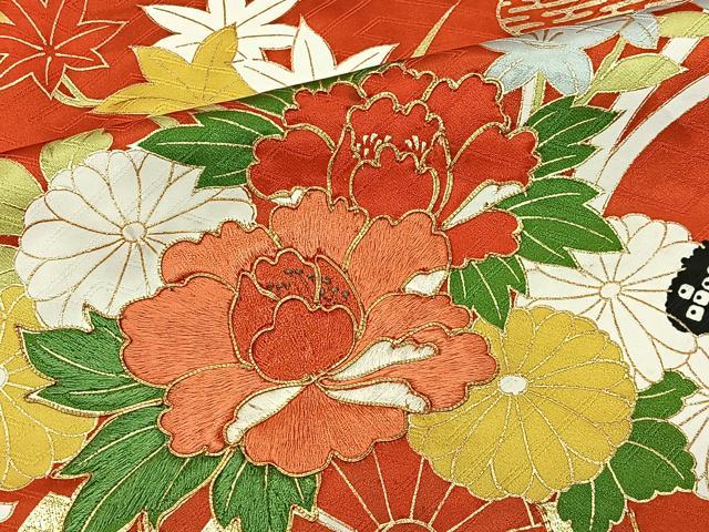 平和屋着物■豪華振袖　駒刺繍　エ霞草花文　金彩　やまと誂製　正絹　逸品　CABK0332ua