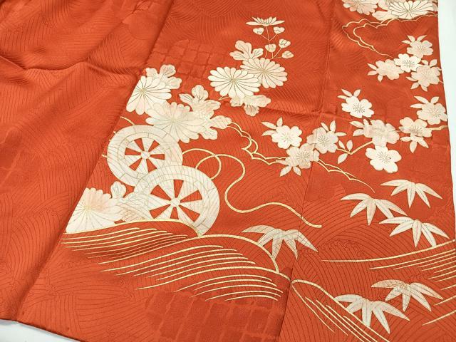 平和屋着物■豪華振袖　駒刺繍　花車文　暈し染め　金彩　正絹　逸品　CABK0333ua