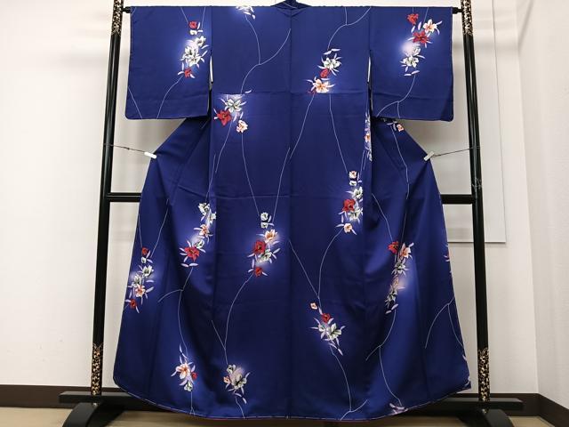 平和屋着物■上質な小紋　草花文　暈し染め　正絹　逸品　未使用　CABK0334ua