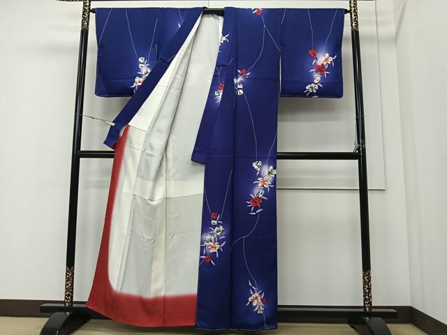 平和屋着物■上質な小紋　草花文　暈し染め　正絹　逸品　未使用　CABK0334ua