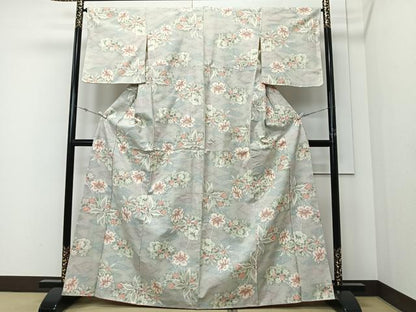 平和屋着物■本場大島紬　白大島　7マルキ　草花文　正絹　逸品　未使用　CABK0335ua