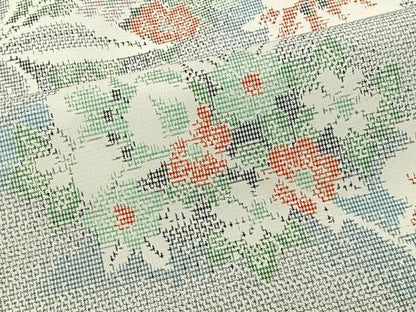 平和屋着物■本場大島紬　白大島　7マルキ　草花文　正絹　逸品　未使用　CABK0335ua