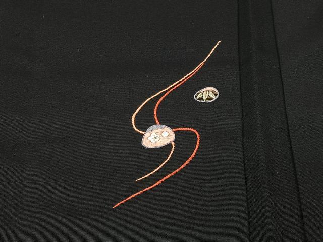 平和屋着物＃羽織 総刺繍 文箱 黒地 金糸 正絹 逸品 CABK0340ua