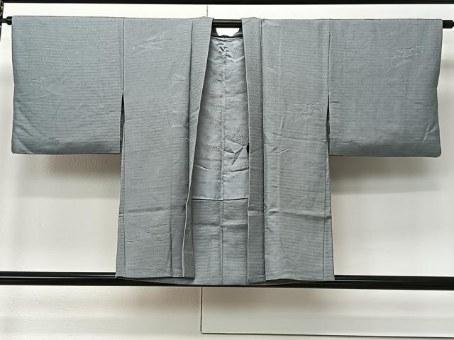 平和屋着物＃羽織 流水遠山地紋 錆青磁色 正絹 逸品 CABK0351ua