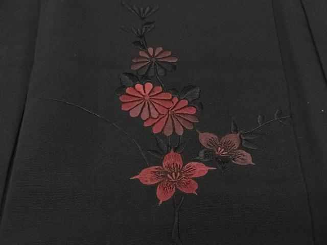 平和屋着物＃中国三大刺繍 スワトウ刺繍 総刺繍 羽織 草花文 黒地 正絹 逸品 CABK0353ua