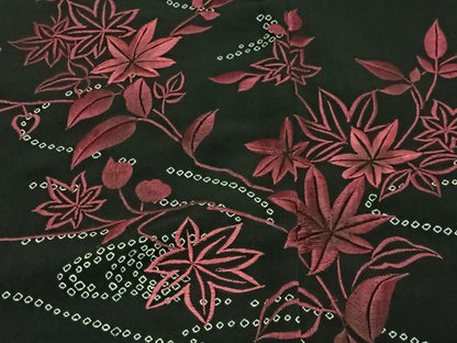 平和屋着物＃羽織 総刺繍 絞り 流水枝花文 黒地 正絹 逸品 CABK0370ua