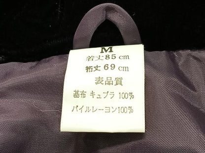 平和屋着物＃和装コート　ベロア　舞花文　黒地　CABK0377ua