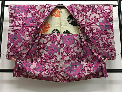 平和屋着物＃アンティーク 大正ロマン 銘仙 長羽織 花唐草文 正絹 逸品 CABK0379ua