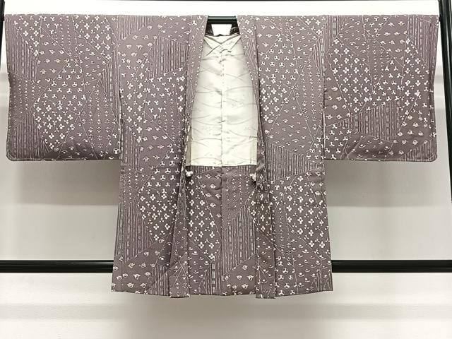 平和屋着物＃羽織 ろうけつ染め 幾何学花文 正絹 逸品 未使用 CABK0387ua