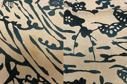 平和屋着物＃羽織　型染め　流水草花文　正絹　逸品　CABK0388ua