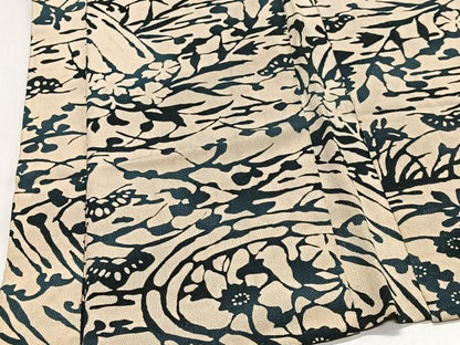 平和屋着物＃羽織　型染め　流水草花文　正絹　逸品　CABK0388ua