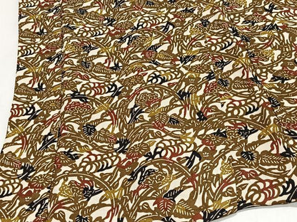 平和屋着物＃羽織　型染め　草花文　正絹　逸品　CABK0392ua