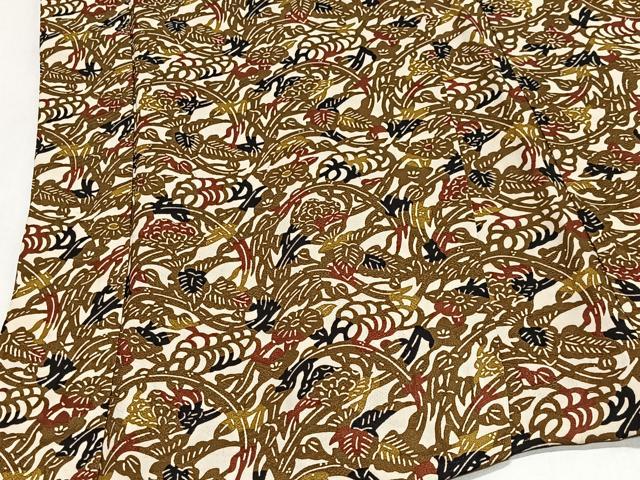 平和屋着物＃羽織　型染め　草花文　正絹　逸品　CABK0392ua