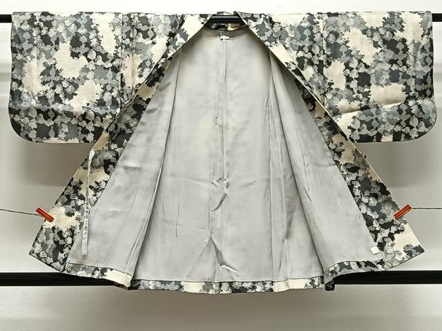 平和屋着物＃道中着　紬地　霞文　正絹　逸品　CABK0394ua