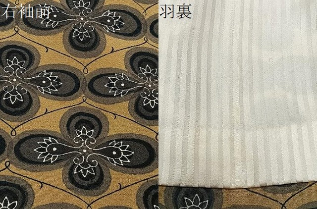 平和屋着物＃羽織　幾何学花文　正絹　逸品　CABK0396ua