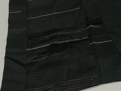 平和屋着物＃羽織　ビロード　横段文　黒地　金銀彩　正絹　逸品　CABK0399ua