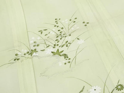 平和屋着物＊夏物　訪問着　絽　草花文　暈し染め　正絹　逸品　CABK0409th