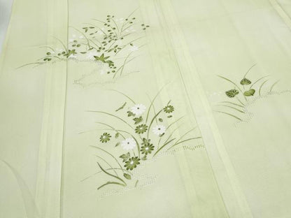 平和屋着物＊夏物　訪問着　絽　草花文　暈し染め　正絹　逸品　CABK0409th