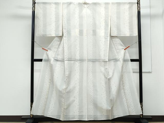 平和屋着物＊夏物　本場大島紬　夏大島　白大島　あられ間道　正絹　逸品　CABK0413th