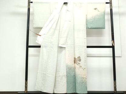 平和屋着物＊夏物　訪問着　絽　御所車文　暈し染め　金銀彩　正絹　逸品　CABK0414th